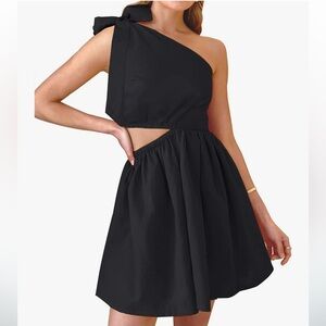One Shoulder Cut Out Tie Mini Dress